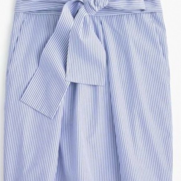 J. Crew Stripe Mini Skirt Wrap Tie Waist Blue White Size 4 - Picture 3 of 3